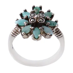 انگشتر نقره زنانه بازرگانی میلادی مدل زمرد کد AW_475