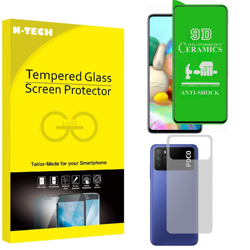  محافظ صفحه نمایش سرامیکی انتک مدل CRBKM-01 مناسب برای گوشی موبایل شیائومی Poco m3 به همراه محافظ پشت گوشی 