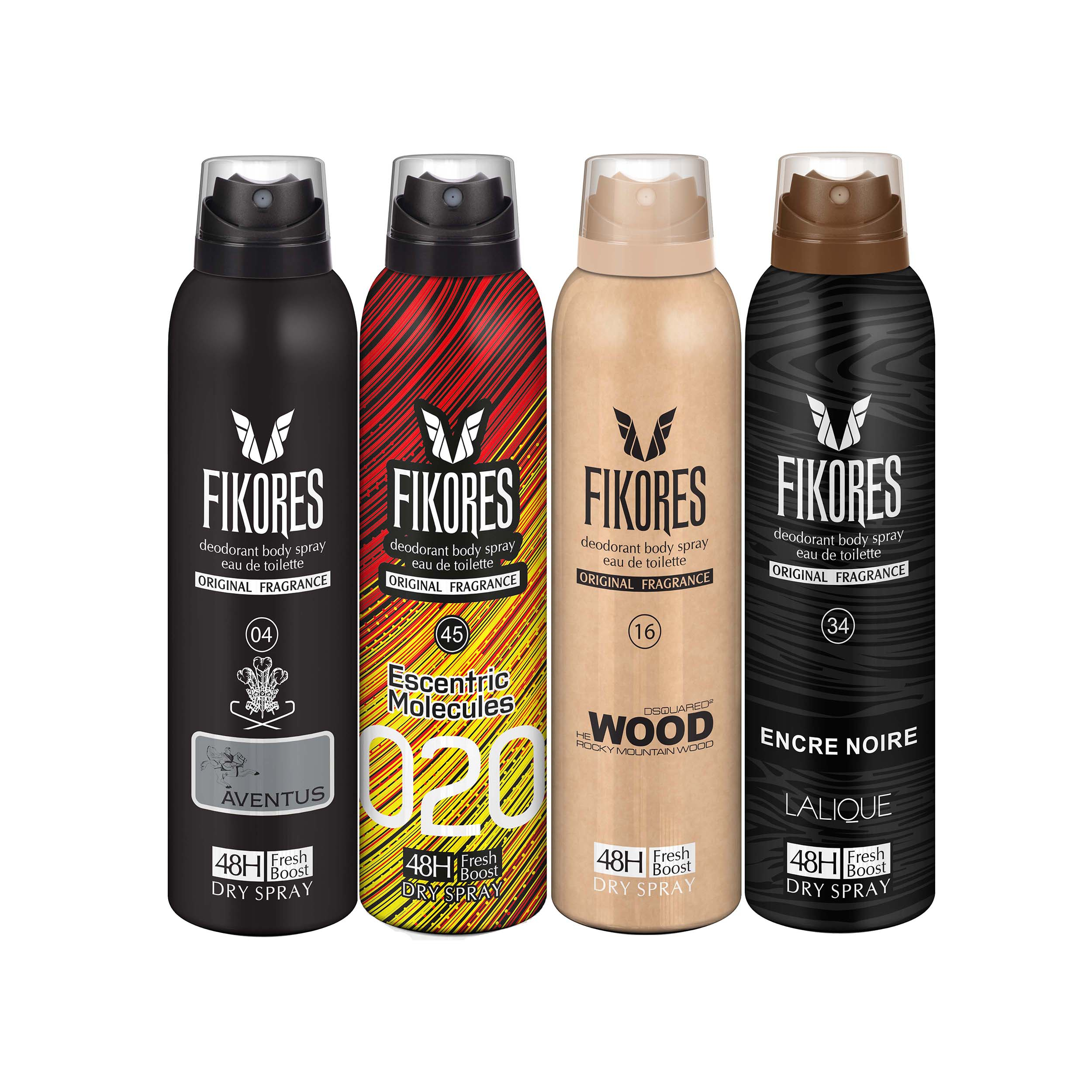 اسپری خوشبو کننده بدن مردانه فیکورس مدل 5480 حجم 200 میلی لیتر مجموعه 4 عددی 