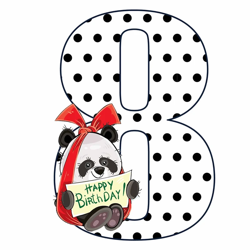 استند رومیزی تولد مدل عدد 8 طرح پاندا کد 1771