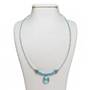 گردنبند دست ساز زنانه مدل منجوقی آویز کریستال