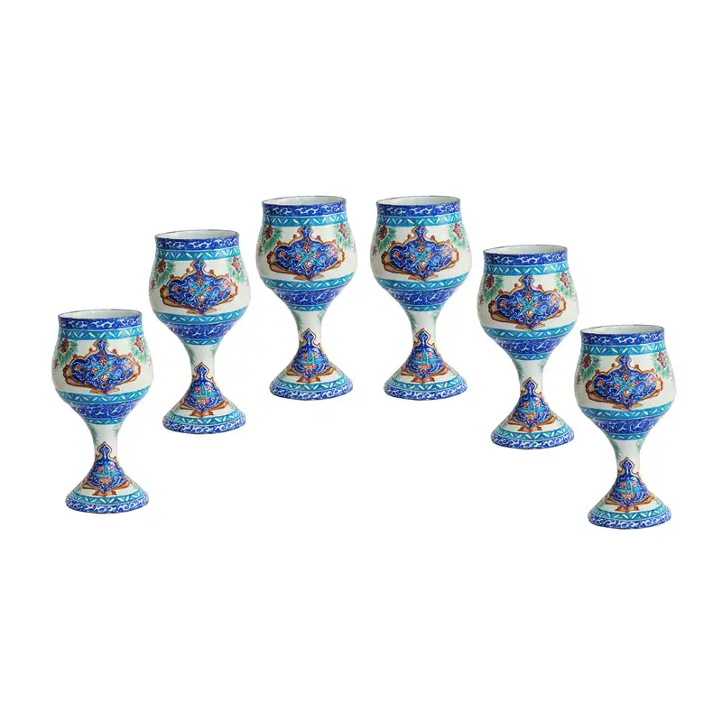 جام میناکاری طرح ترنج مجموعه 6 عددی