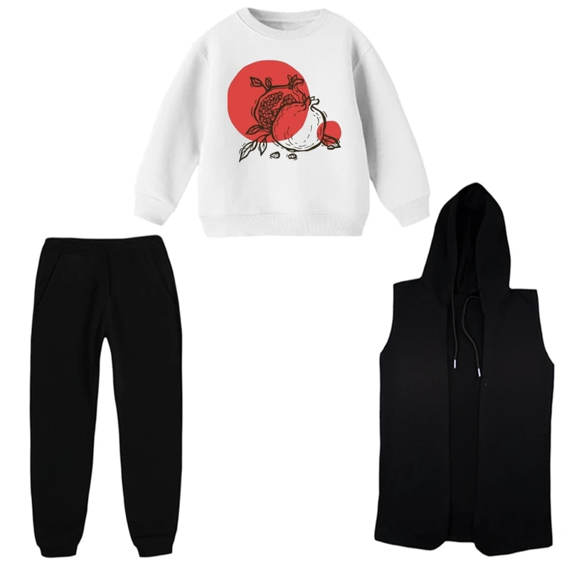 ست 3 تکه لباس راحتی بچگانه مدل انار یلدایی کد 14