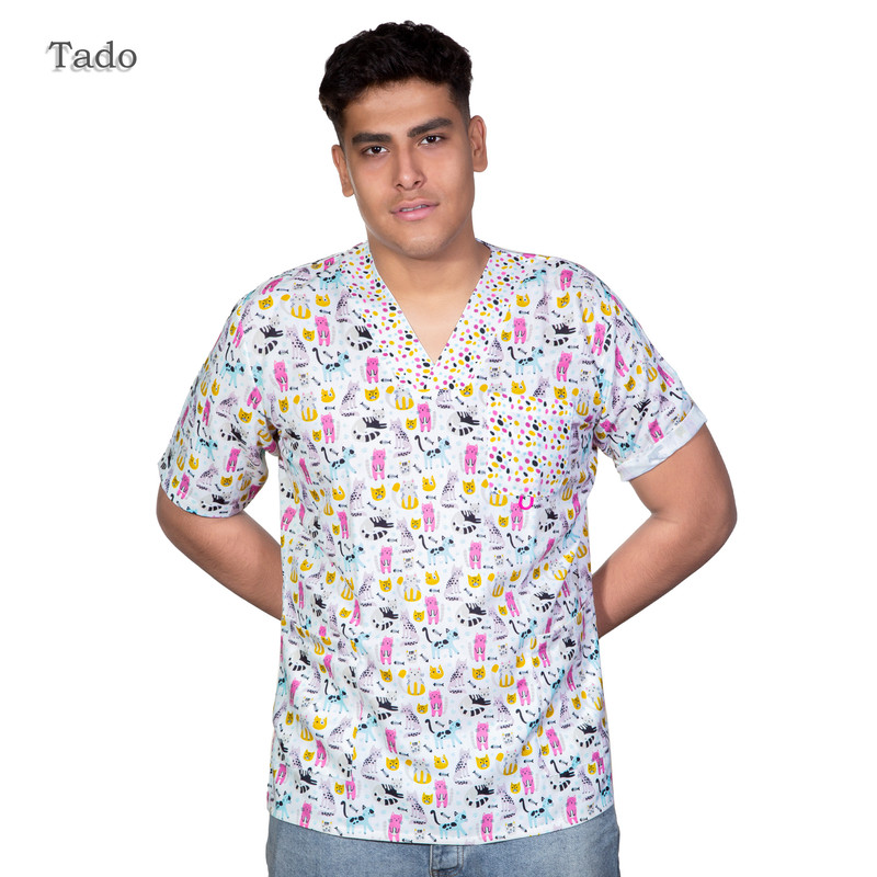 روپوش پزشکی مردانه تادو طرح پت مدل RO41