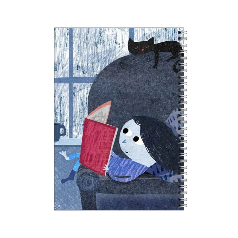 دفتر مشق 50 برگ بامبیلیپ طرح شب و دختر کتابخون کد 6483485