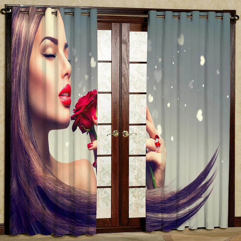  پرده مدل دختر مخمل پانچی کد 789 سایز 140x280 سانتی متر