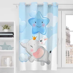 پرده مدل مخمل پانچی طرح فیل و ستاره کد 8040 سایز 190x140 سانتی متر