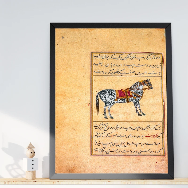 تابلو طرح نگارگری سنتی مدل G02219 فریم مشکی