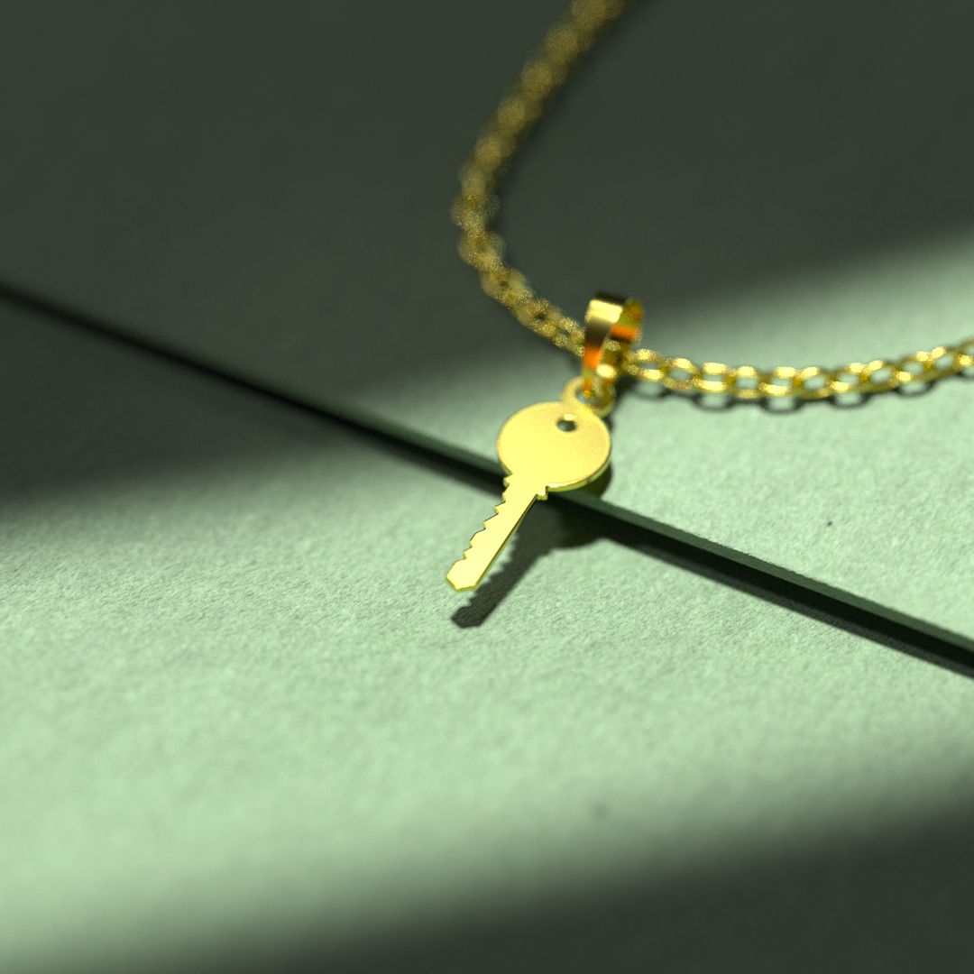 گردنبند طلا 18 عیار زنانه مدوپد مدل کلید کد F3-1-1111