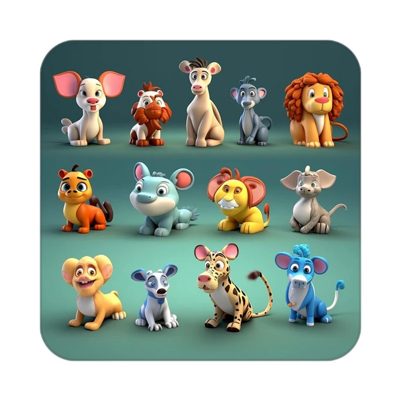 زیر لیوانی کاکتی طرح حیوانات کارتونی مدل mp27555