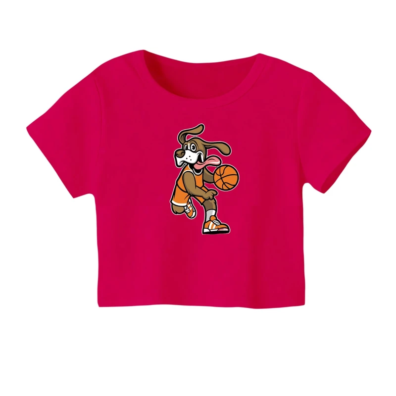 کراپ‌ تی‌شرت آستین کوتاه زنانه مدل سگ کد ۲