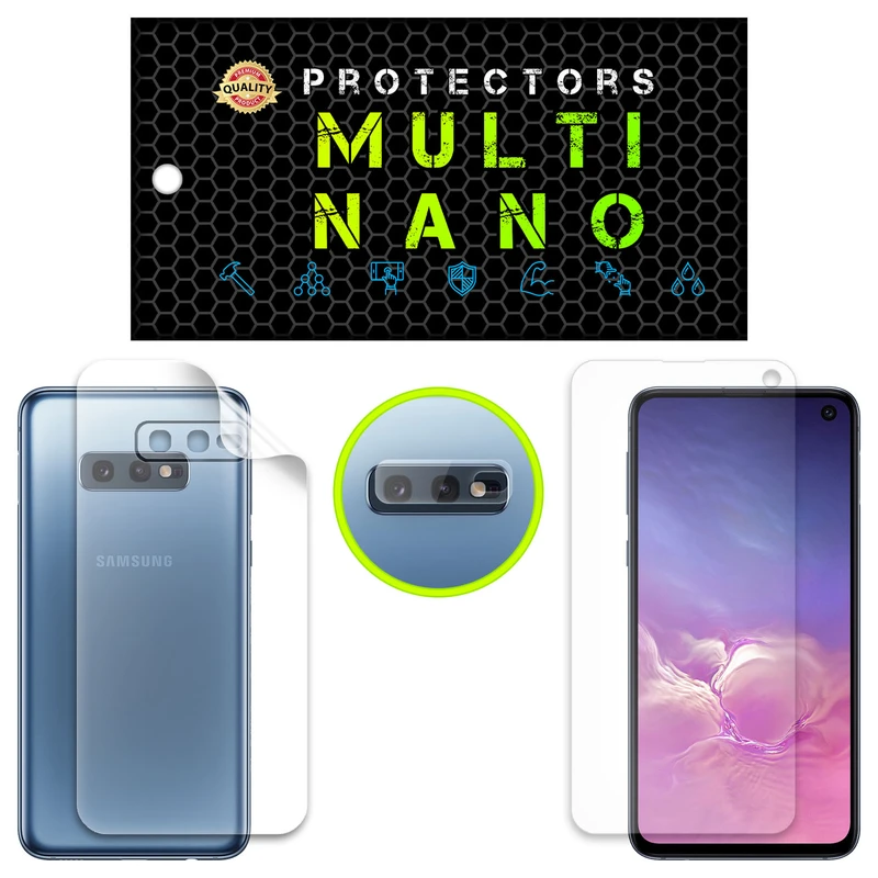 محافظ صفحه نمایش آنتی رفلکس مولتی نانو مدل X-SFB مناسب برای گوشی موبایل سامسونگ Galaxy S10e به همراه محافظ پشت و محافظ لنز دوربین