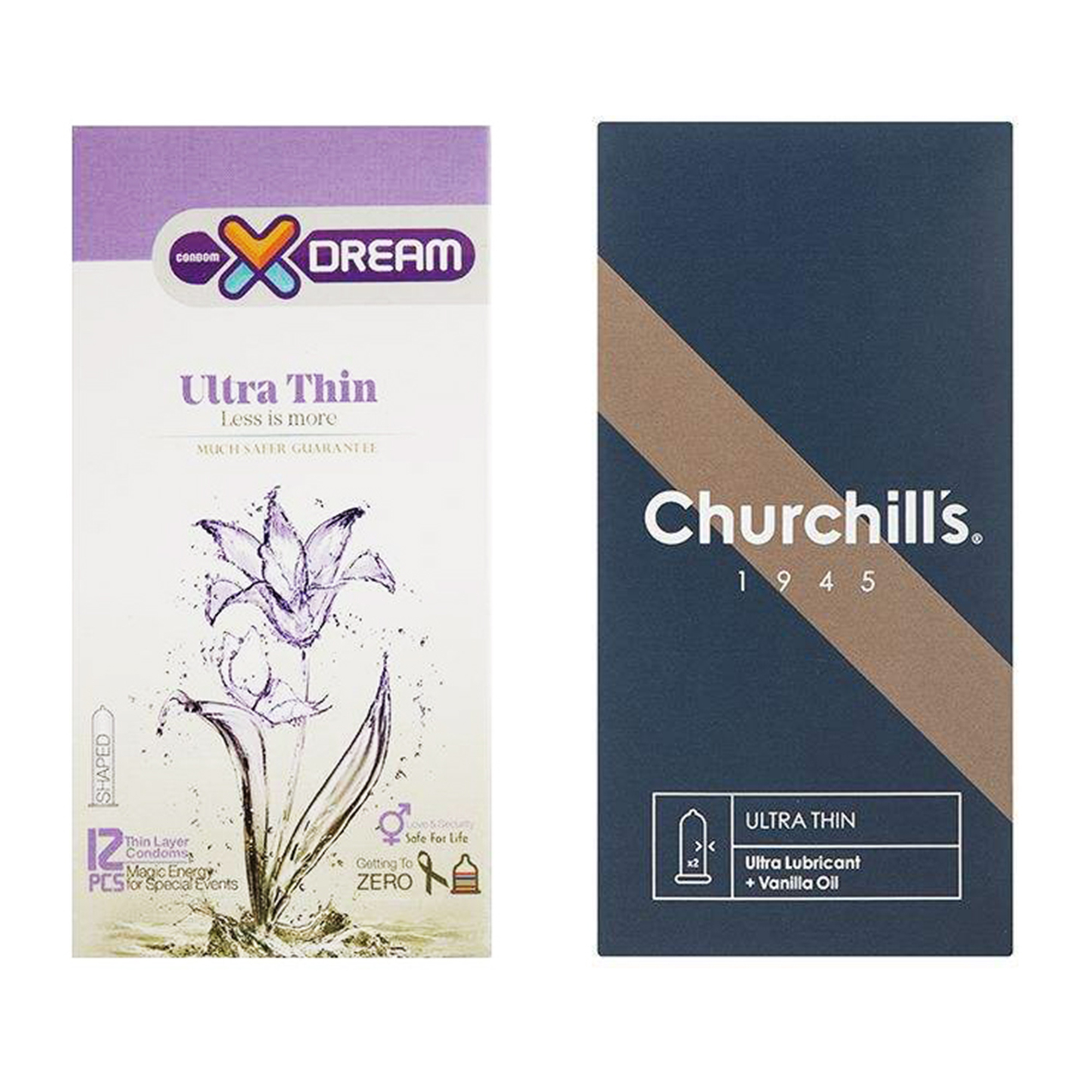 کاندوم چرچیلز مدل Ultra Thin بسته 12 عددی به همراه کاندوم ایکس دریم مدل Ultra Thin بسته 12 عددی