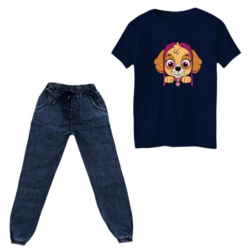 ست تی‌شرت و شلوار پسرانه مدل سگ نگهبان کد 07