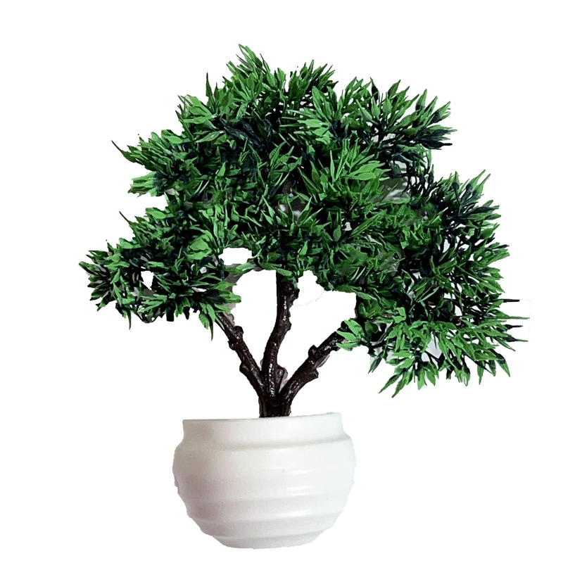 گلدان به همراه گل مصنوعی مدل درختچه سوزنی zendegi 