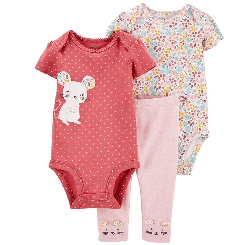 ست 3 تکه لباس نوزادی کارترز مدل mouse1