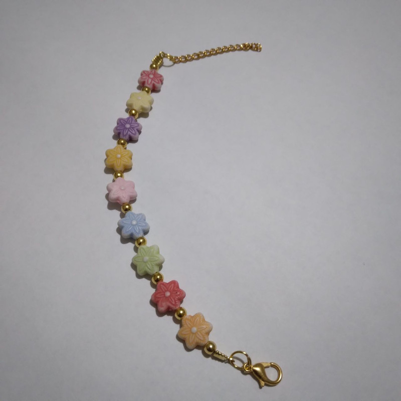 دستبند دخترانه مدل مهره ای و زنجیری گل