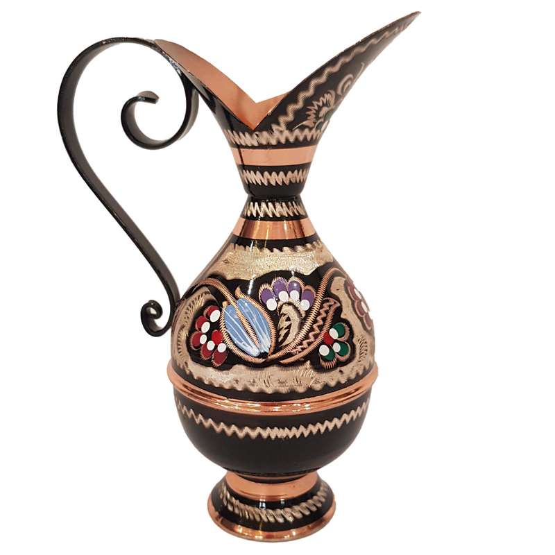 پارچ میناکاری مسی مدل دسته دار طرح نقلی  کد 164