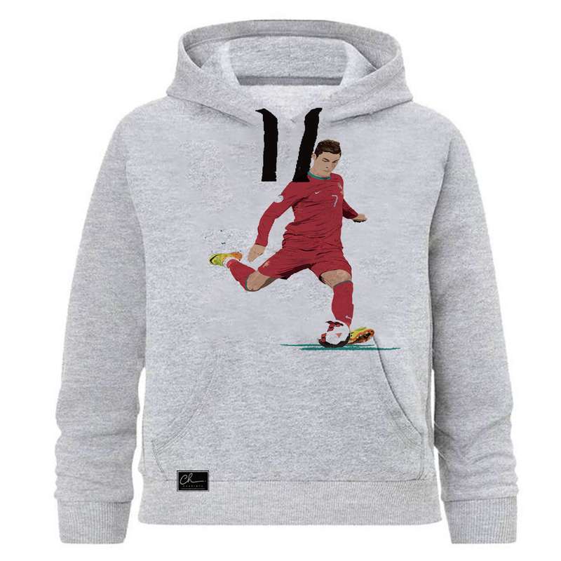 هودی پسرانه طرح FOOTBALL کد J118 رنگ طوسی