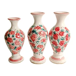 گلدان سرامیکی مدل نقش و نگار مجموعه سه عددی