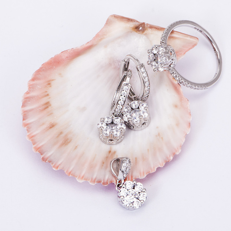 نیم ست نقره زنانه جی تی ای مدل فلاور