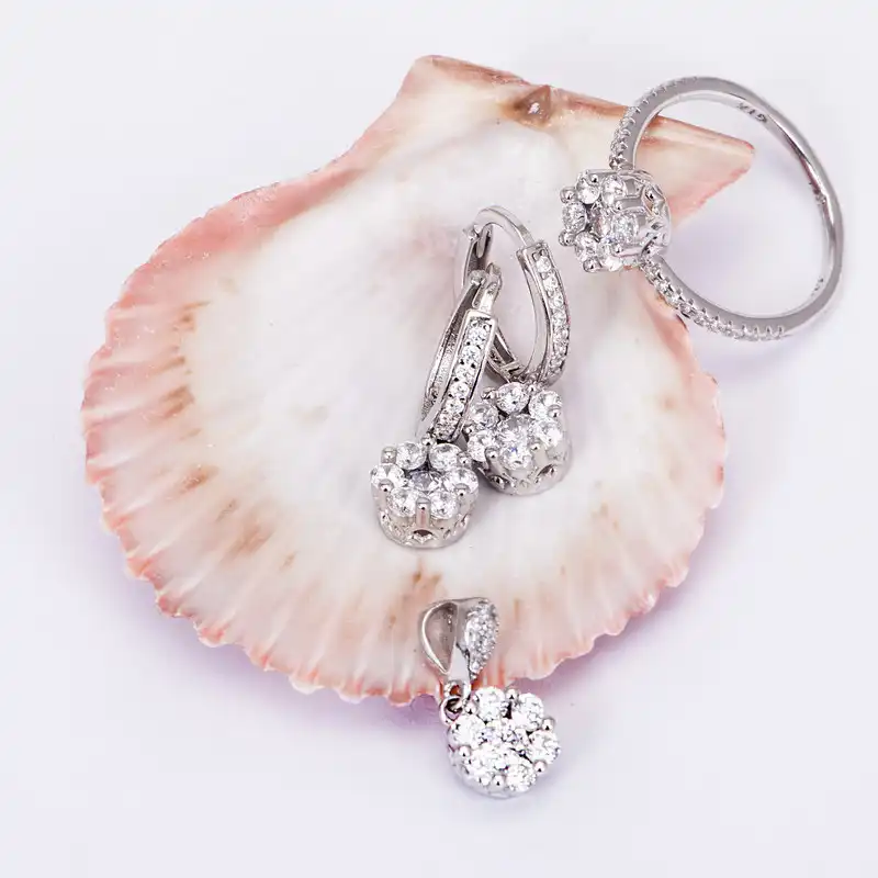 نیم ست نقره زنانه جی تی ای مدل فلاور