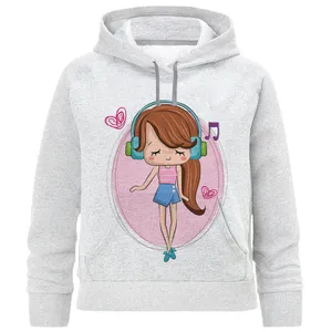 هودی دخترانه مدل دختر و هدفون F985