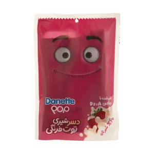 دسر شیری دنت پاپ با طعم توت فرنگی بسته 6 عددی 