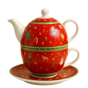 سرویس چای خوری 3 پارچه مناسب برای 1 نفر مدل کریسمس کد KIT-1186