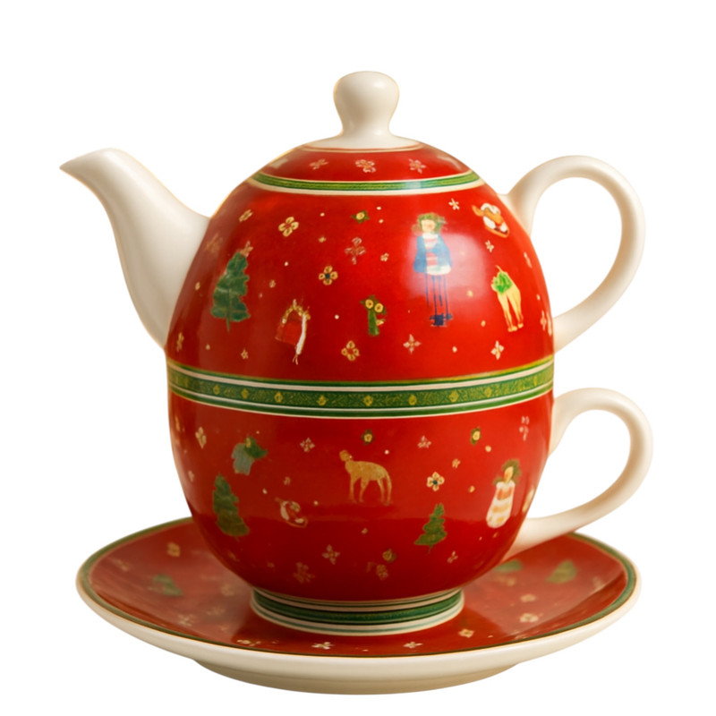 سرویس چای خوری 3 پارچه مناسب برای 1 نفر مدل کریسمس کد KIT-1186