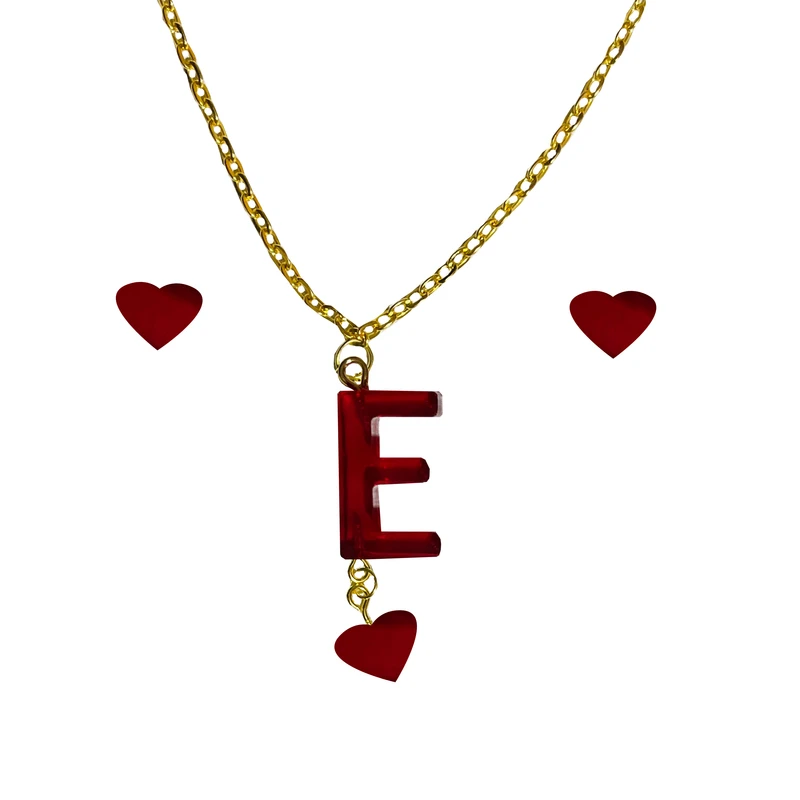 نیم ست زنانه مدل قلب طرح حرف انگلیسی E