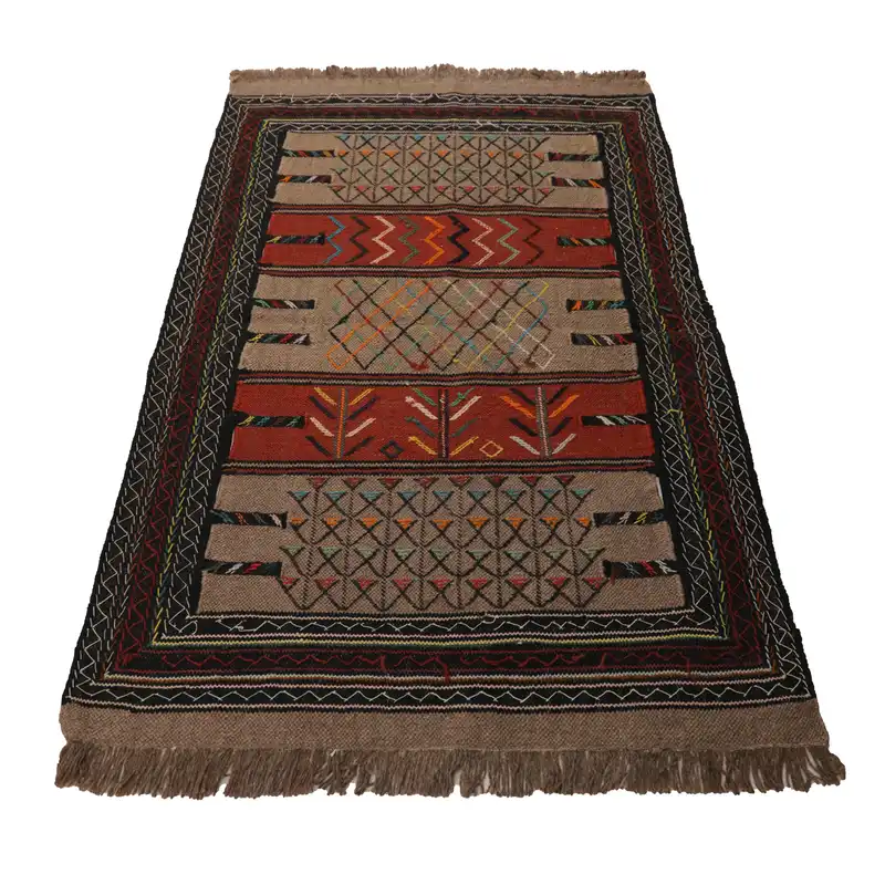 گلیم دستبافت دو متری مدل سفره کردی کد 4010950