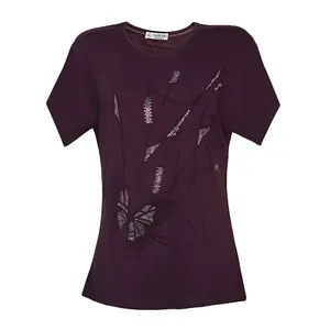 بلوز آستین کوتاه یقه گرد زنانه مدل پروانه