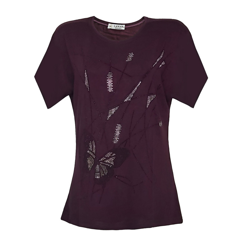 بلوز آستین کوتاه یقه گرد زنانه مدل پروانه