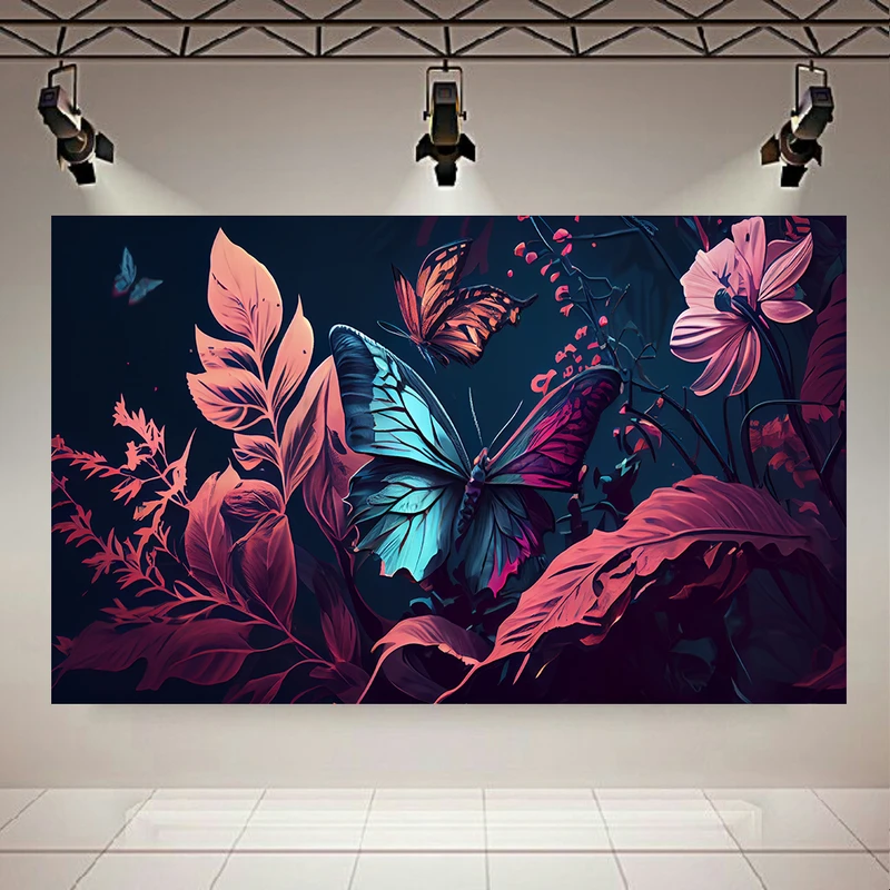 پوستر بک لایت طرح پروانه ها و گل کد AR30720