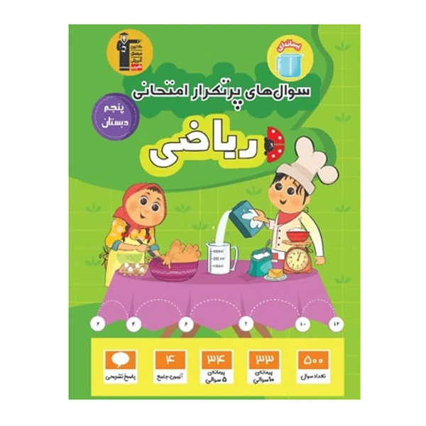 کتاب سوال های پرتکرار امتحانی ریاضی پنجم ابتدایی اثر جمعی از نویسندگان انتشارات قلم چی
