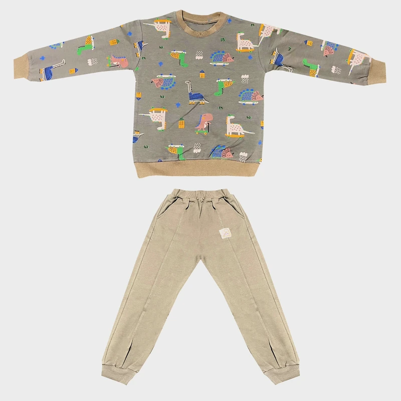 ست تی‌شرت آستین بلند و شلوار راحتی بچگانه مدل Am1am2