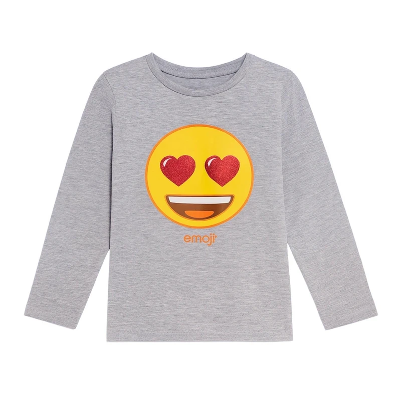 تی‌شرت آستین بلند دخترانه ایموجی مدل 6900