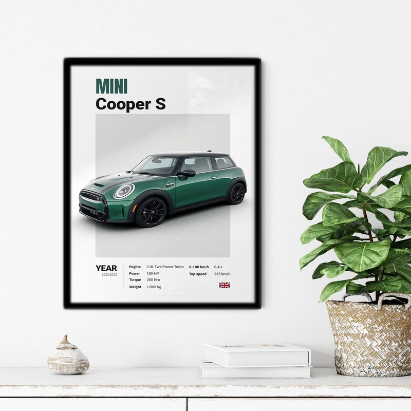 تابلو آتریسا طرح ماشین MINI COOPER مدل ATC21 فریم مشکی