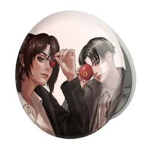 آینه جیبی خندالو طرح لیوای و هانجی انیمه اتک آن تایتان Attack on Titan مدل تاشو کد 11055 