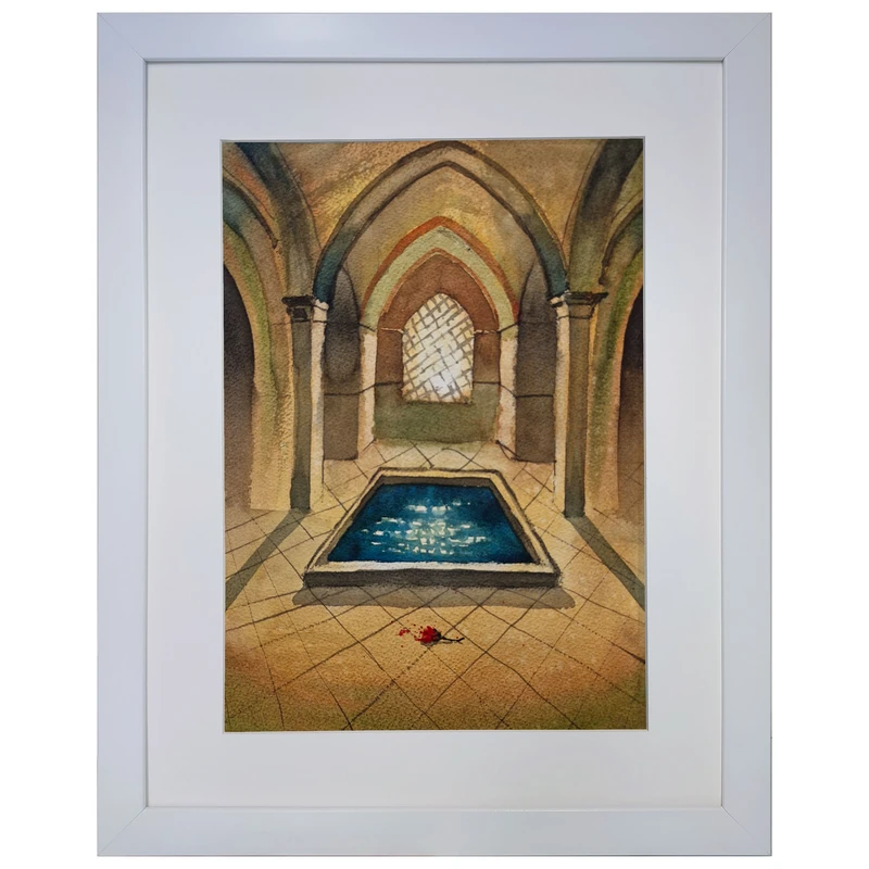 تابلو نقاشی آبرنگ به سبک امپرسیونیسم طرح حمام فین کد 206 