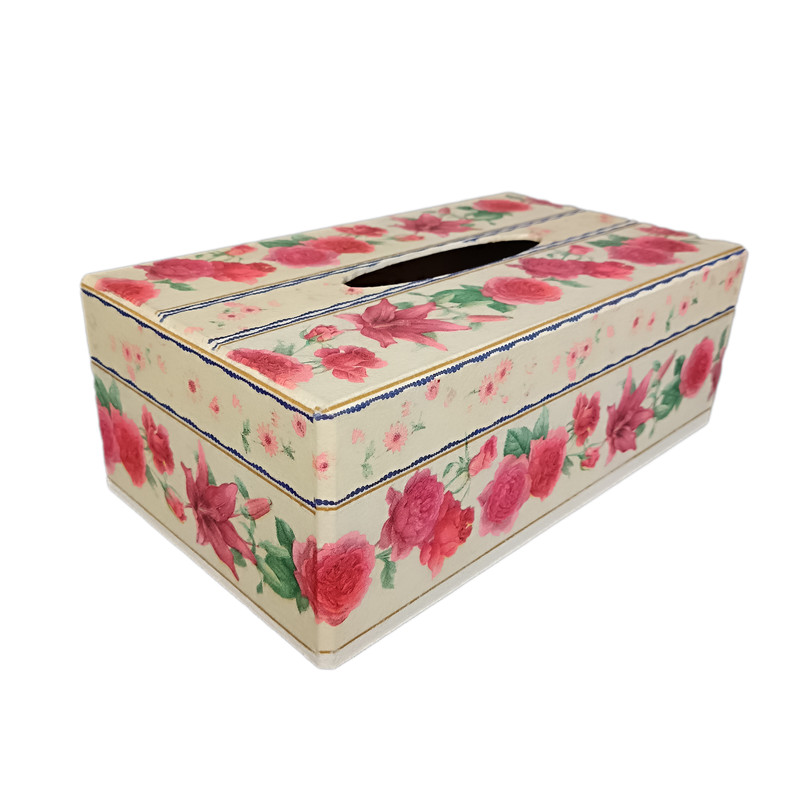 جعبه دستمال کاغذی چوبی مدل گل کد 17