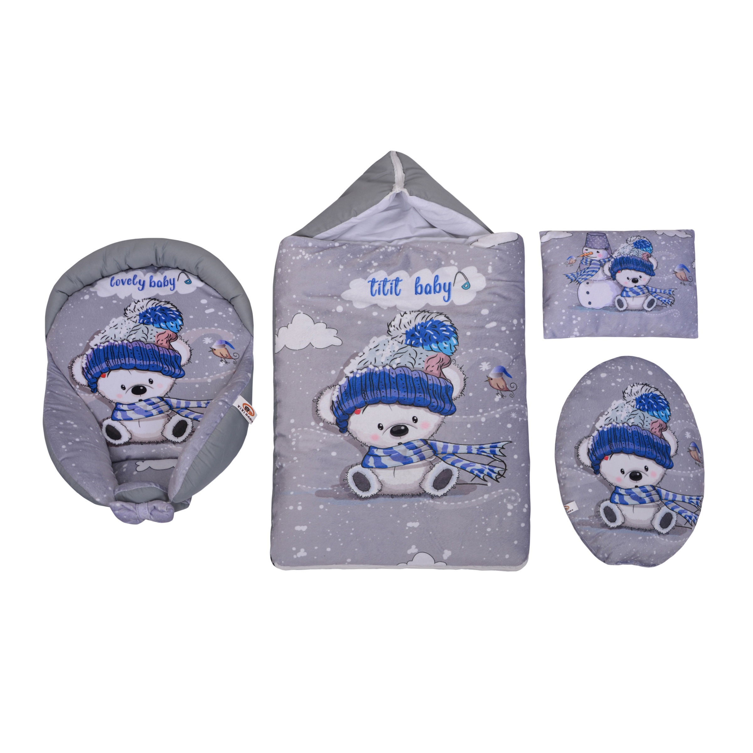 سرویس خواب 6 تکه کودک طرح خرس و برف کد 9590 به همراه تشک بازی