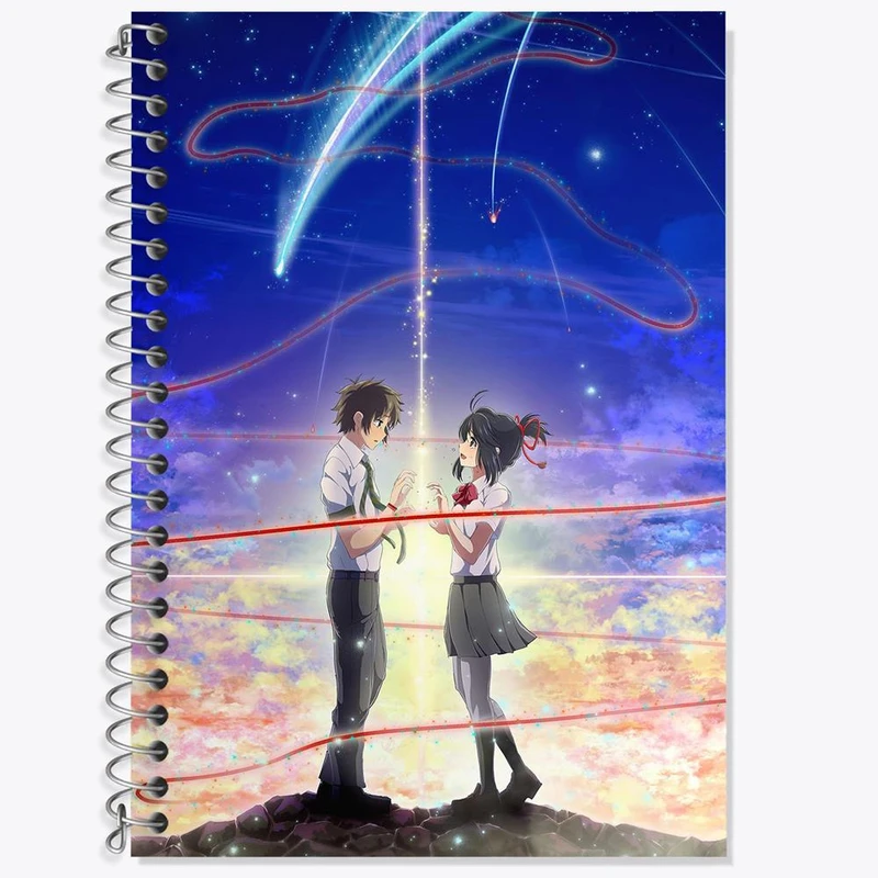 دفتر لغت 50 برگ خندالو مدل تاکی تاچیبانا و میتسویا میامیزو انیمه یورنیم Your Name کد 16299