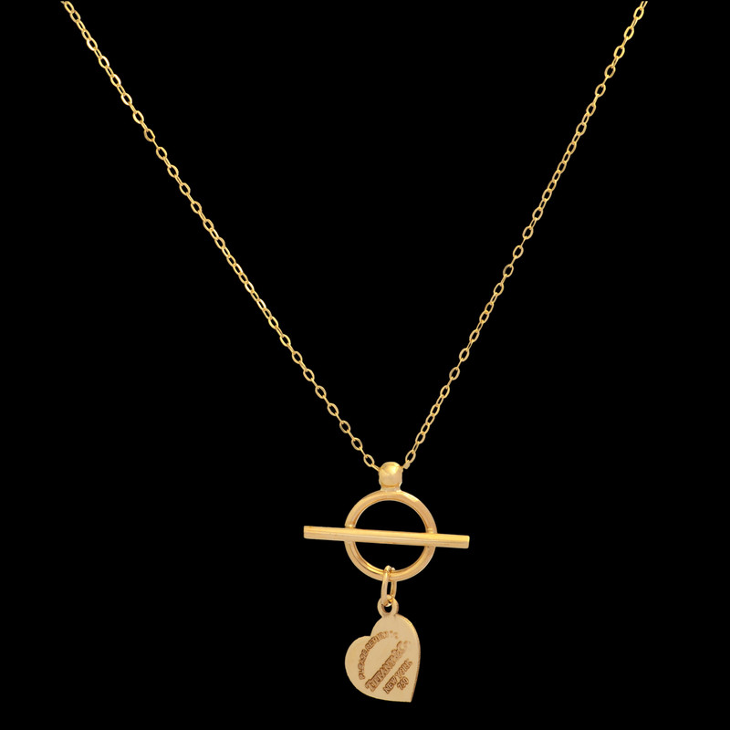 گردنبند طلا 18 عیار زنانه با زنجیر حلقه‌ای (فلامینگو) طلای مستجابی مدل قلب تیفانی کد T547