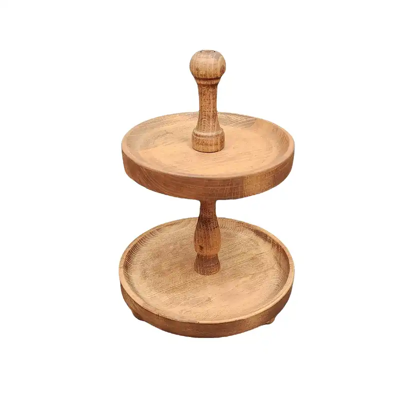 ظرف چوبی گردوچ مدل  گرد دو طبقه کد DK - 2022