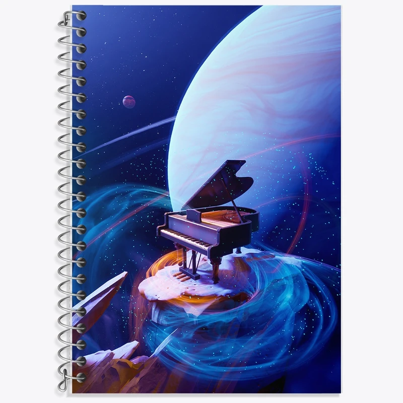 دفتر زبان 50 برگ خندالو مدل دو خط طرح پیانو کد F691