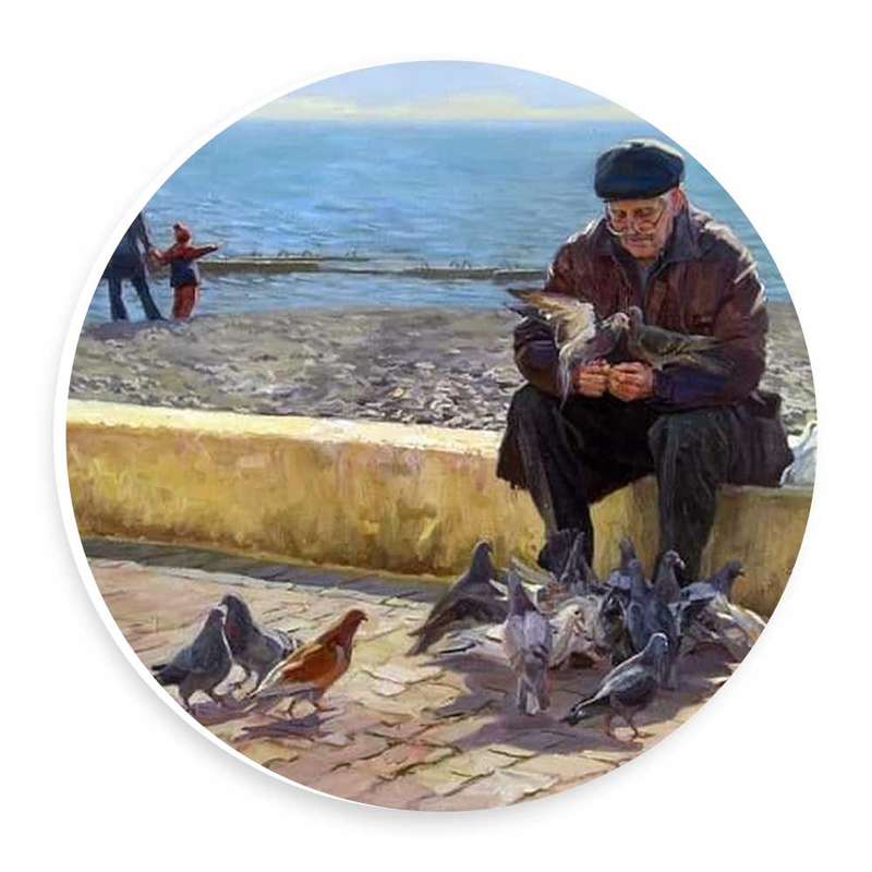 دیوارکوب طرح پیرمرد و کبوترها مدل wtb883