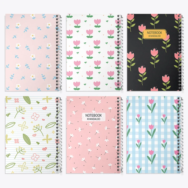 دفتر مشق 100 برگ خندالو طرح گل گلی کد 80 مجموعه 6 عددی