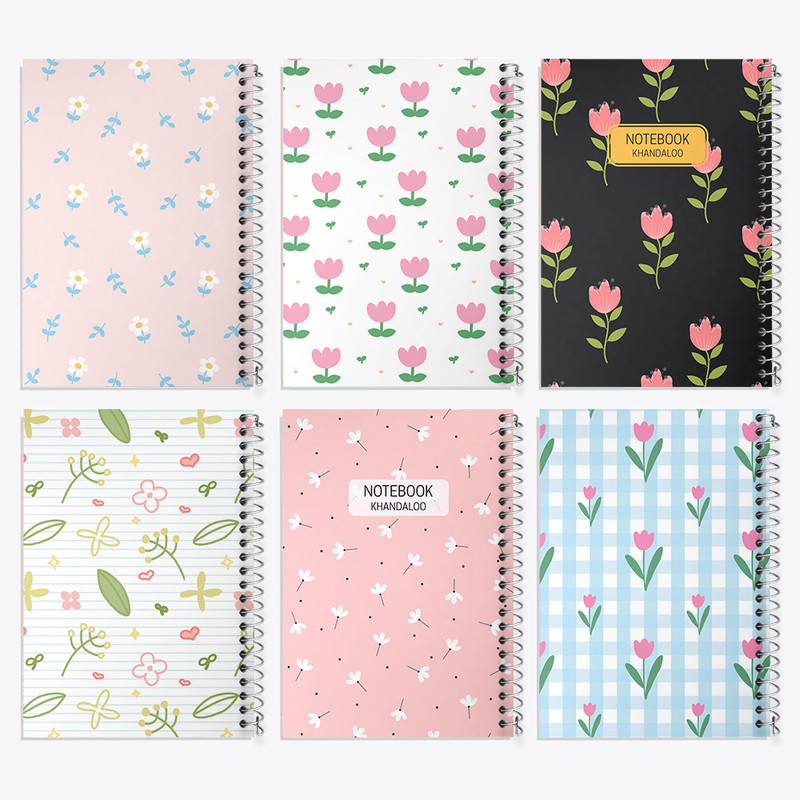 دفتر نقاشی 50 برگ خندالو طرح گل گلی کد 80 مجموعه 6 عددی